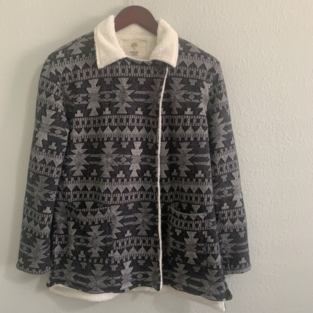 Tucker + Tate Girls XL‎ 14 16 Sherpa Lined Jacket Aztec Southwestern Black Cream